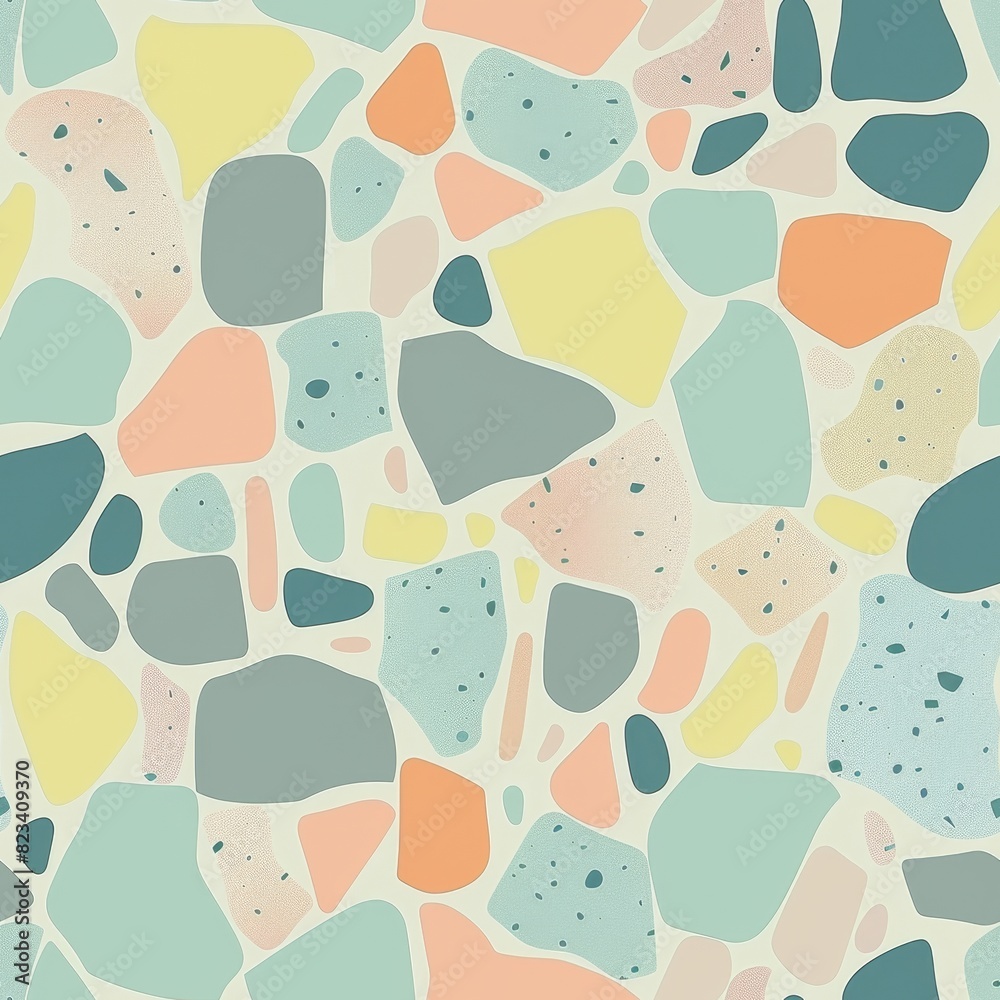 Abstract Terrazzo Pattern with Pastel Color Palette
