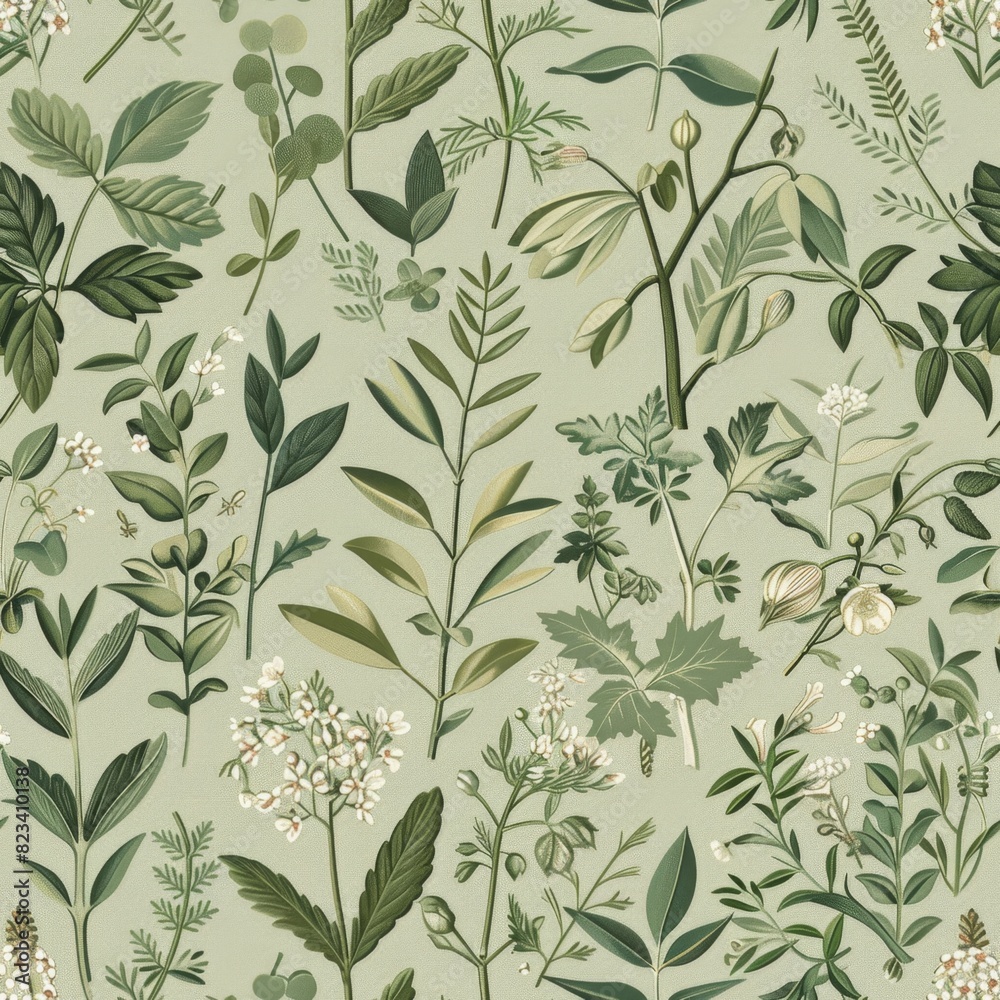 Elegant Botanical Wallpaper Design with Green Foliage Patterns Elegant Botanical Wallpaper Design with Green Foliage Patterns