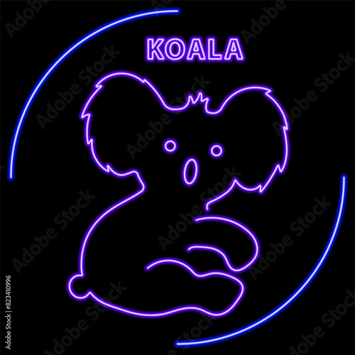 koala neon sign, modern glowing banner design, colorful modern design trend on black background. Vector illustration.