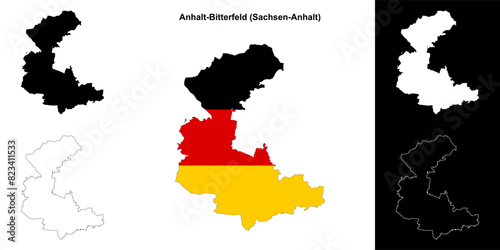 Anhalt-Bitterfeld  Sachsen-Anhalt  blank outline map set