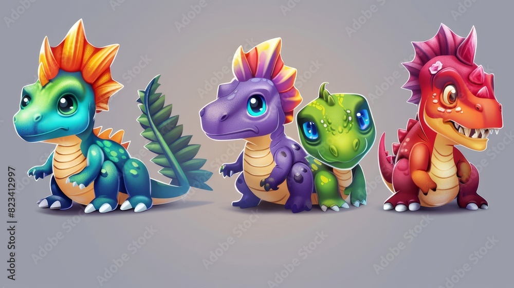 This is a collection of funny cartoon dinosaurs in modern form. This is a collection of funny cartoon dinosaurs in modern form.