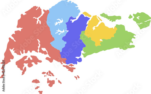 Singapore map color icon illustration, Singapore, map, illustration, color, travel, icon, vector,