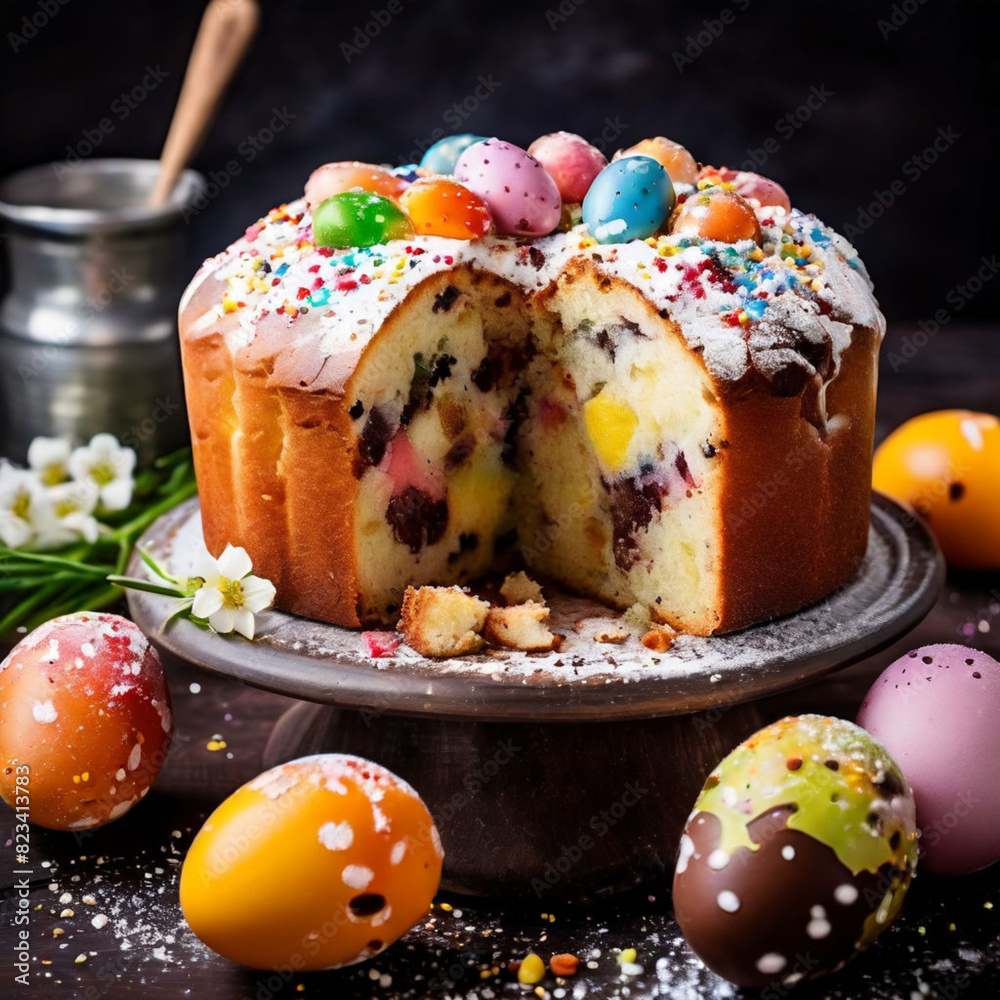 easter cake and eggs easter cake and eggs