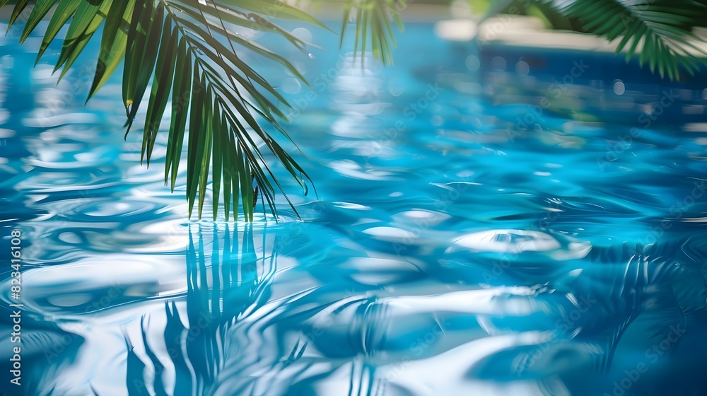 Serene Tropical Oasis Reflection in Crystalline Blue Pool Serene Tropical Oasis Reflection in Crystalline Blue Pool