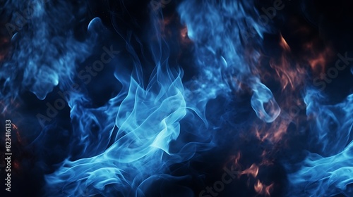 Abstract blue fire flames on dark background