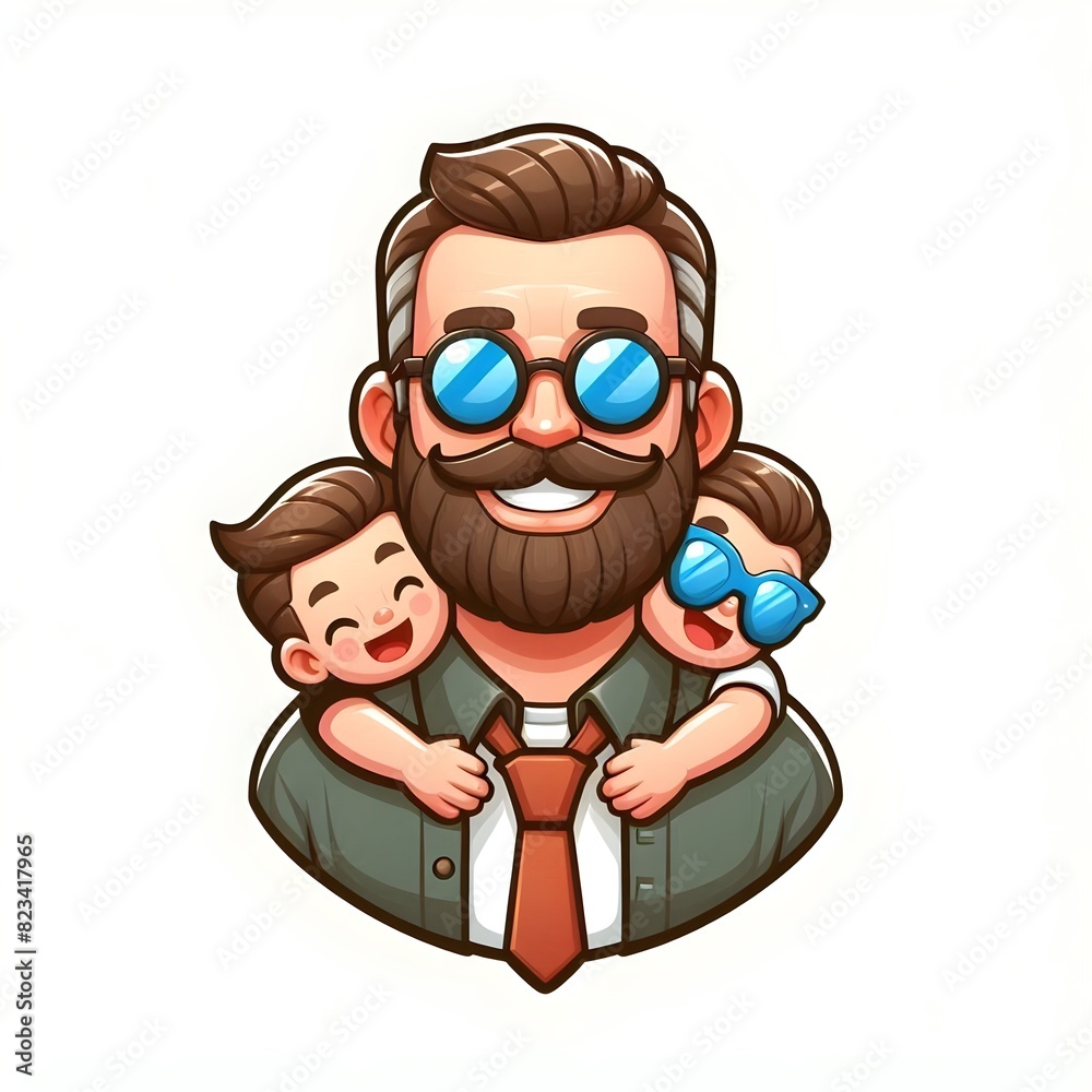 happy father's day with children's and love special illustration isolated on white background happy father's day with children's and love special illustration isolated on white background
