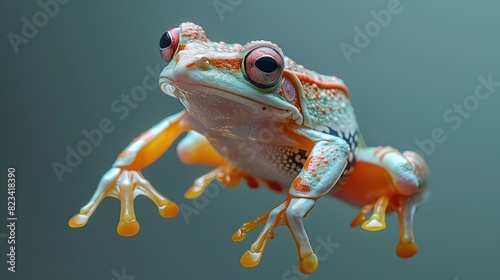 Diamond frog mid-jump, detailed studio lighting, minimalism © 2D_Jungle
