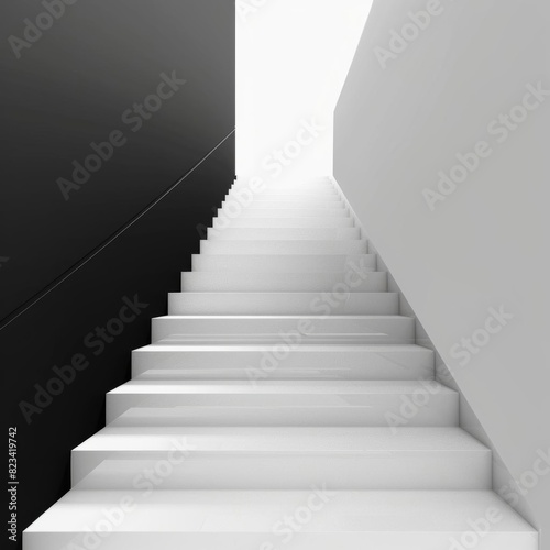 Step stair flat design front view development theme 3D render black and white © Suphat