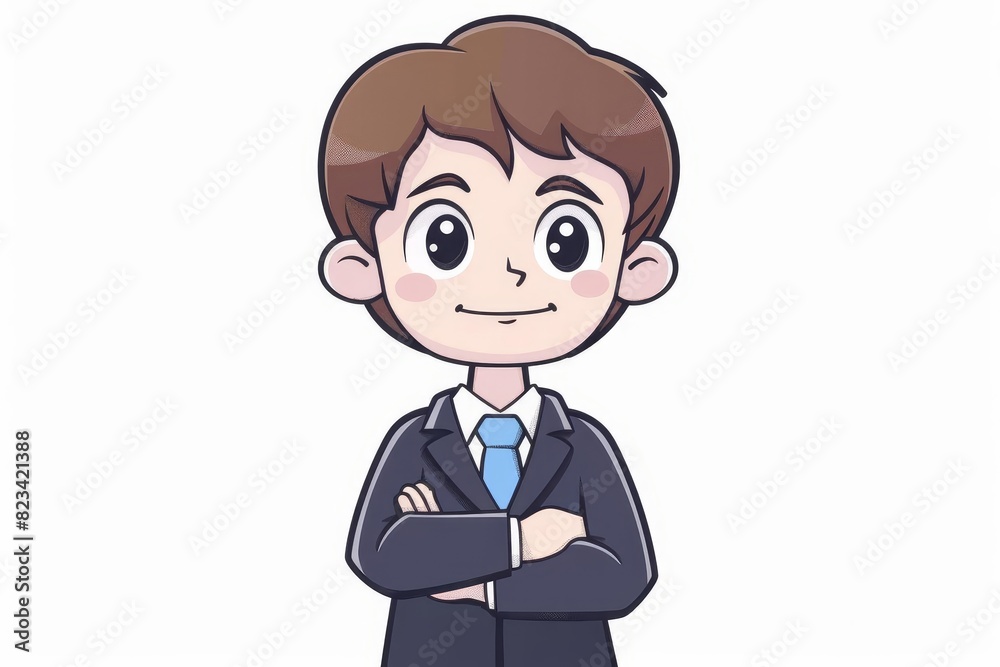 adorable cartoon illustration of lawyer boy in suit and tie childhood dream job concept
