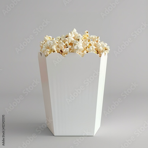 Box of popcorn as a mock-up. White box without text, plain white background