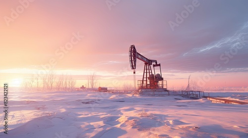 orange oil rig snow photo