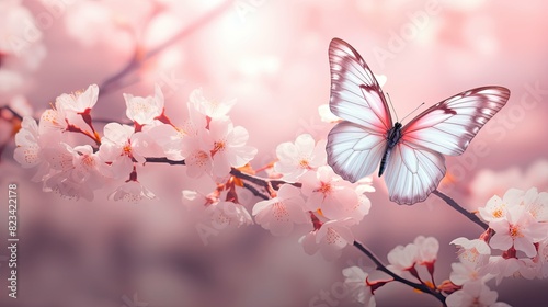 flowers light pink butterfly