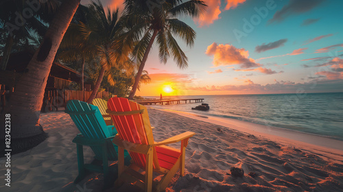 sunset at the beach with beautiful view 