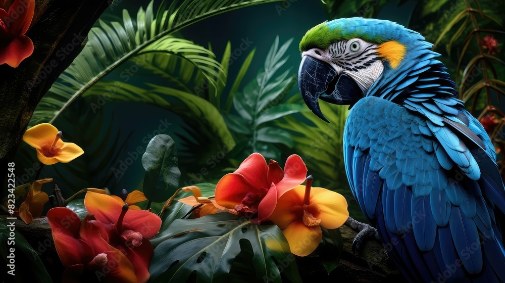 Fototapeta premium vibrant blue macaw