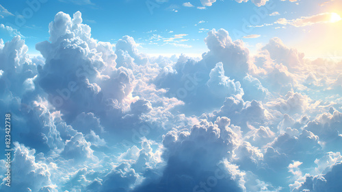 Majestic Cloudscape with Sunlight Filtering Through