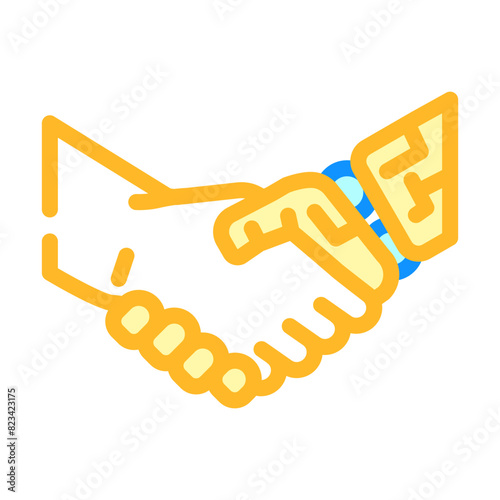 handshake robot hand gesture color icon vector. handshake robot hand gesture sign. isolated symbol illustration