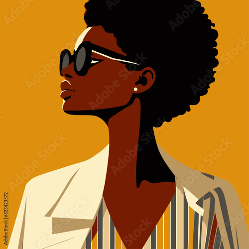 Black woman modern icon avatar, Wall art design, Vector, logo	