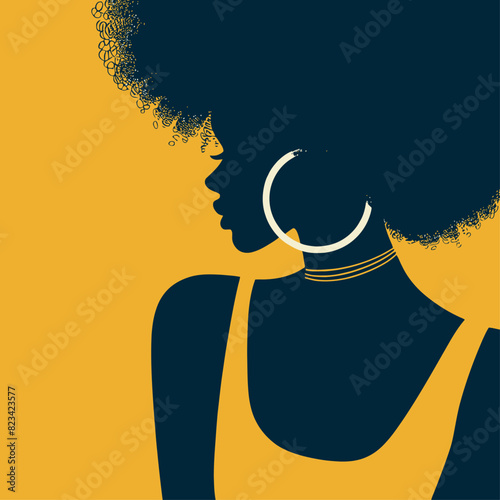 Black woman modern icon avatar, Wall art design, Vector, logo	