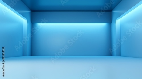 Abstract blue studio background for product presentation,Empty room with shadows of window,3d room with copy space,Blurred backdrop