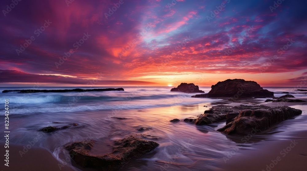 captures purple sunset beach