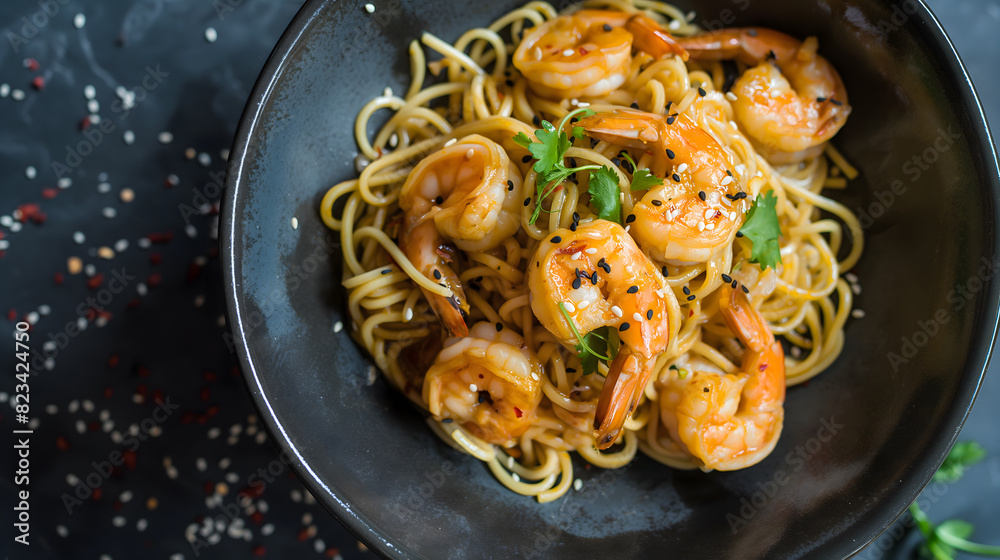 Succulent Shrimp Stir-Fry with Noodles and Fresh Herbs Succulent Shrimp Stir-Fry with Noodles and Fresh Herbs