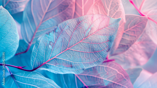 Macro leaves background texture blue turquoise pink co