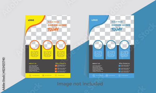 Creative and Attractive Construction Flyer Template Design for Construction, Real Estate and Developer Company