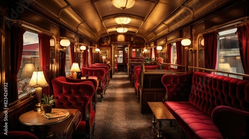 wooden steam train interior © vectorwin