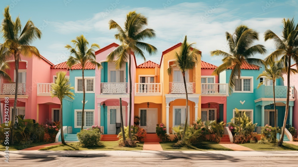 vibrant pastel houses