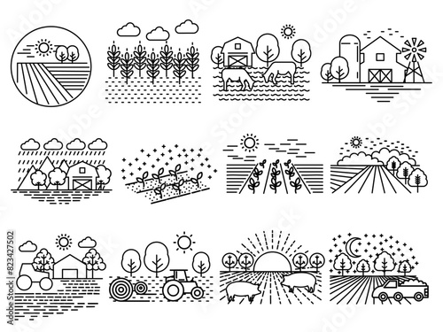 vector icon collection about agriculture