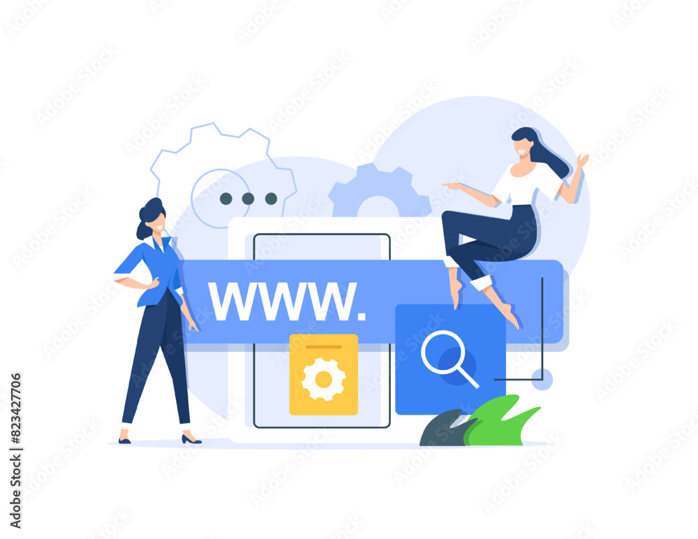 Obraz premium Landing page template of domain. Modern flat design concept of web page design for website and mobile website. Easy to edit and customize