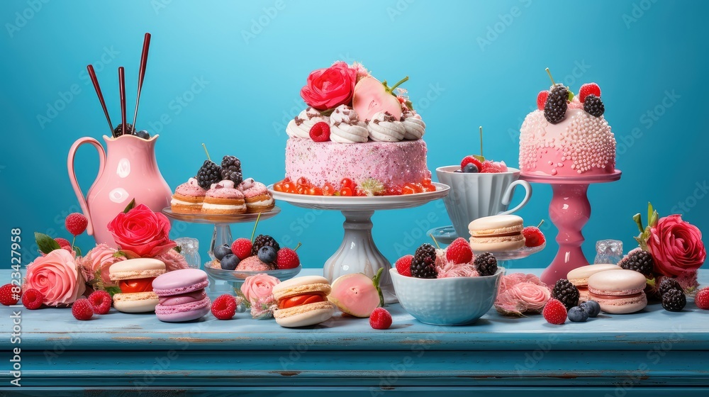 assortment pink blue background assortment pink blue background