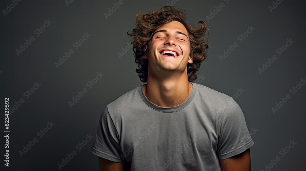 shirt young man gray background shirt young man gray background