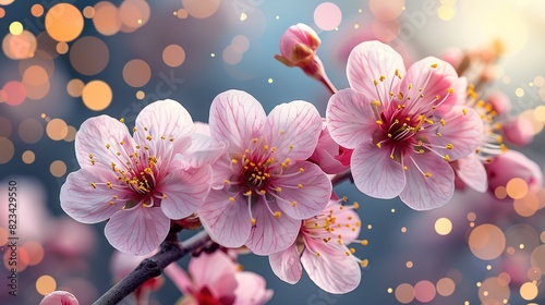 blossoming flowers spring nature pink flora tree blooming cherry beauty background © Rayhanbp