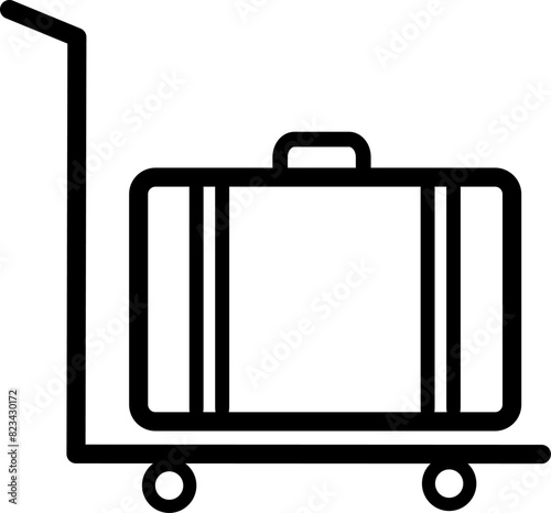 Luggage trolley with suitcase icon. Replaceable vector design.