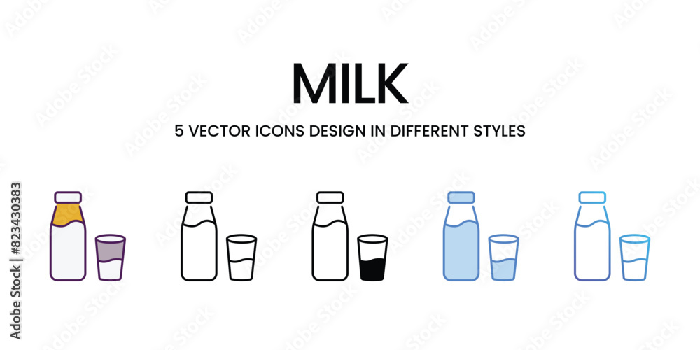 Milk Icons different style vector stock illustration Milk Icons different style vector stock illustration