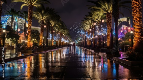 bustling palm tree lights © vectorwin