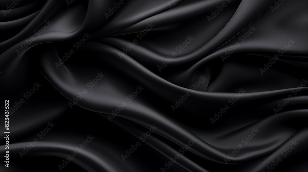 Black silk fabric. A very lightweight viscose fabric with rich drapery and a smooth texture with a subtle matte sheen. background texture, pattern. smooth satin texture, very delicate