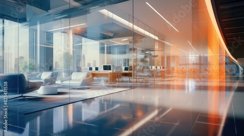 contemporary blurred luxury office interior