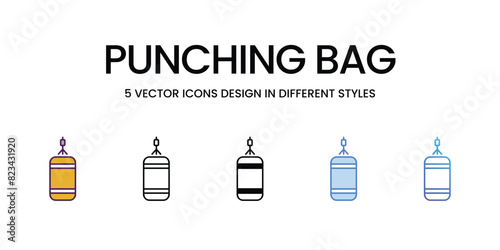 Punching Bag Icons different style vector stock illustration