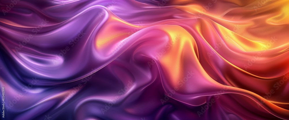 Obraz premium Abstract background with colorful wavy shapes resembling satin fabric in the style of golden and purple colors
