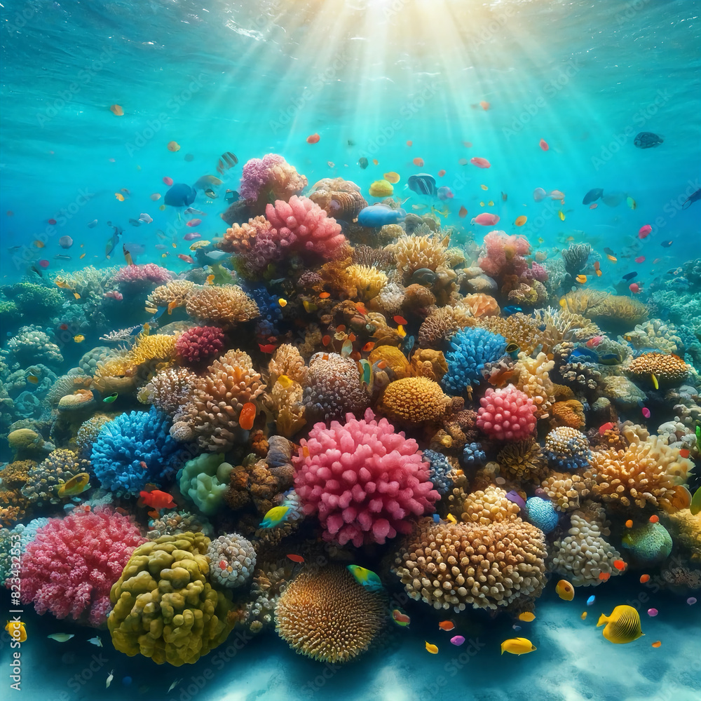 Obraz premium カラフルな珊瑚礁と魚
