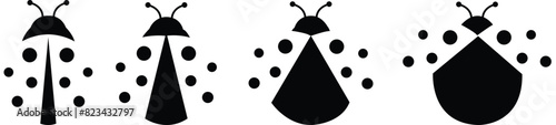 ladybug set. Vector dotted or polka dot pattern. Let spring begin. ladybug sign represents protection, resistance, luck and prosperity, but also symbol of senseless violence. on transparent background