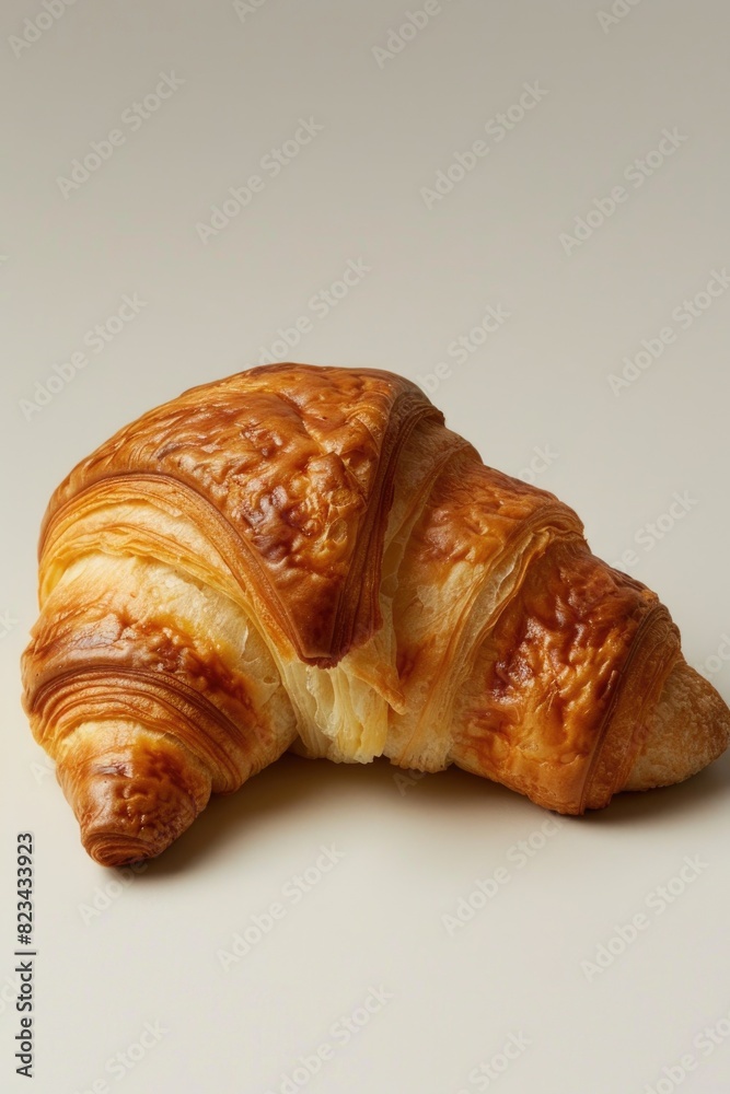 Freshly Baked Golden Croissant on a White Background