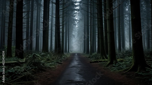 trees dark forest path