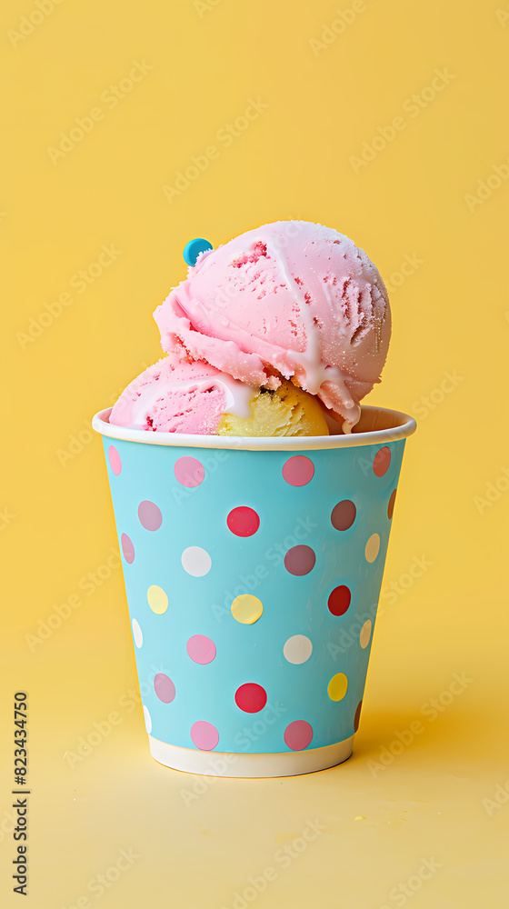Ice cream in colorful polka dot cups Ice cream in colorful polka dot cups