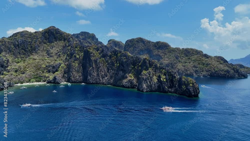 Beautiful Aerial view of One of the best island and beach destination in the world, a stunning view of rocks formation and clear water of El Nido Palawan, Philippines. Beautiful Aerial view of One of the best island and beach destination in the world, a stunning view of rocks formation and clear water of El Nido Palawan, Philippines.