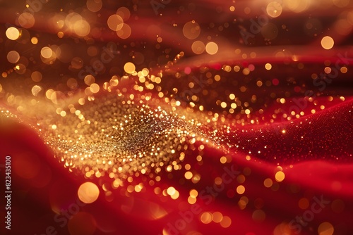 Red and Gold Abstract Glitter Background with Bokeh