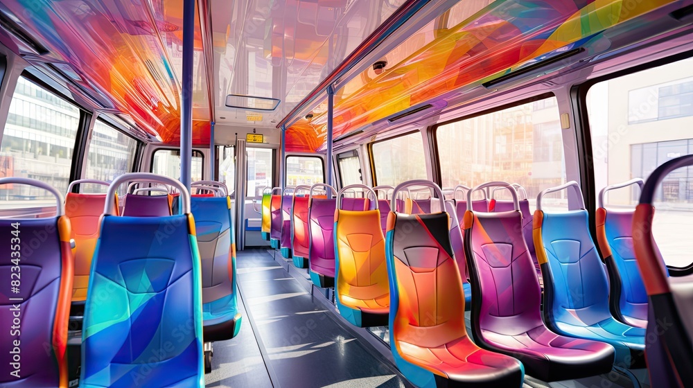 Fototapeta premium colors city bus interior