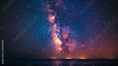 A celestial night sky ablaze with stars, the Milky Way arching overhead, a reminder of the vastness of the divine.